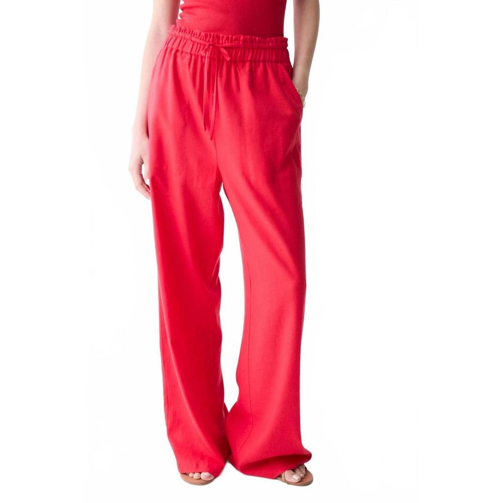 NEW DELUC roxa linen blend pants in red